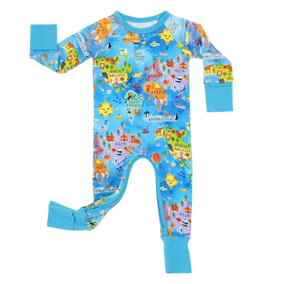 Little Sleepies Baby Around The World Crescent Zippy Bamboo Sleeper Size 3-6M - Picture 1 of 11